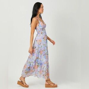 Mystree Floral Maxi Dress in Lavender and Peach